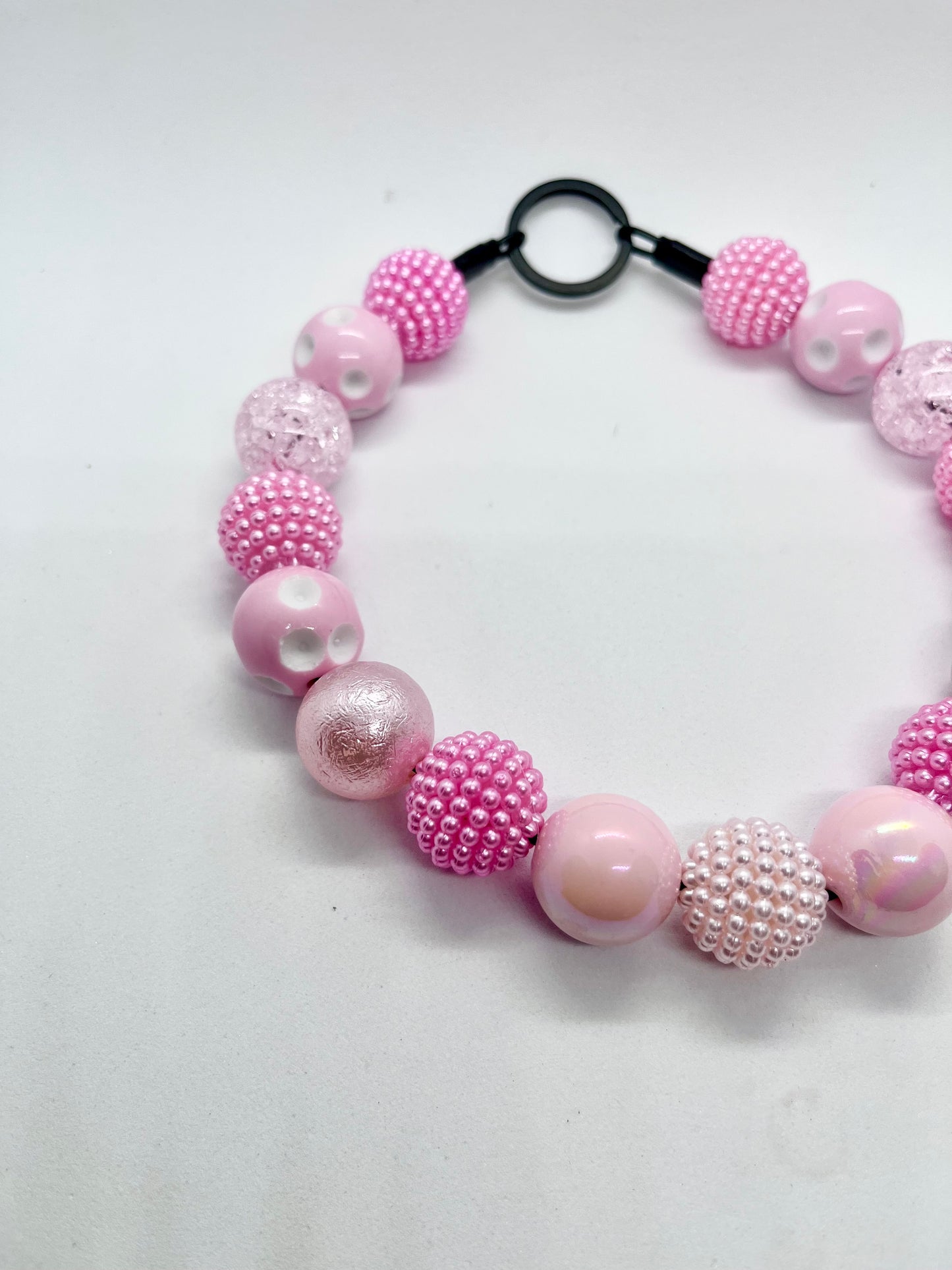 ‘Miss Pink’ Breast Cancer Awareness all out pink beaded dog collar necklace