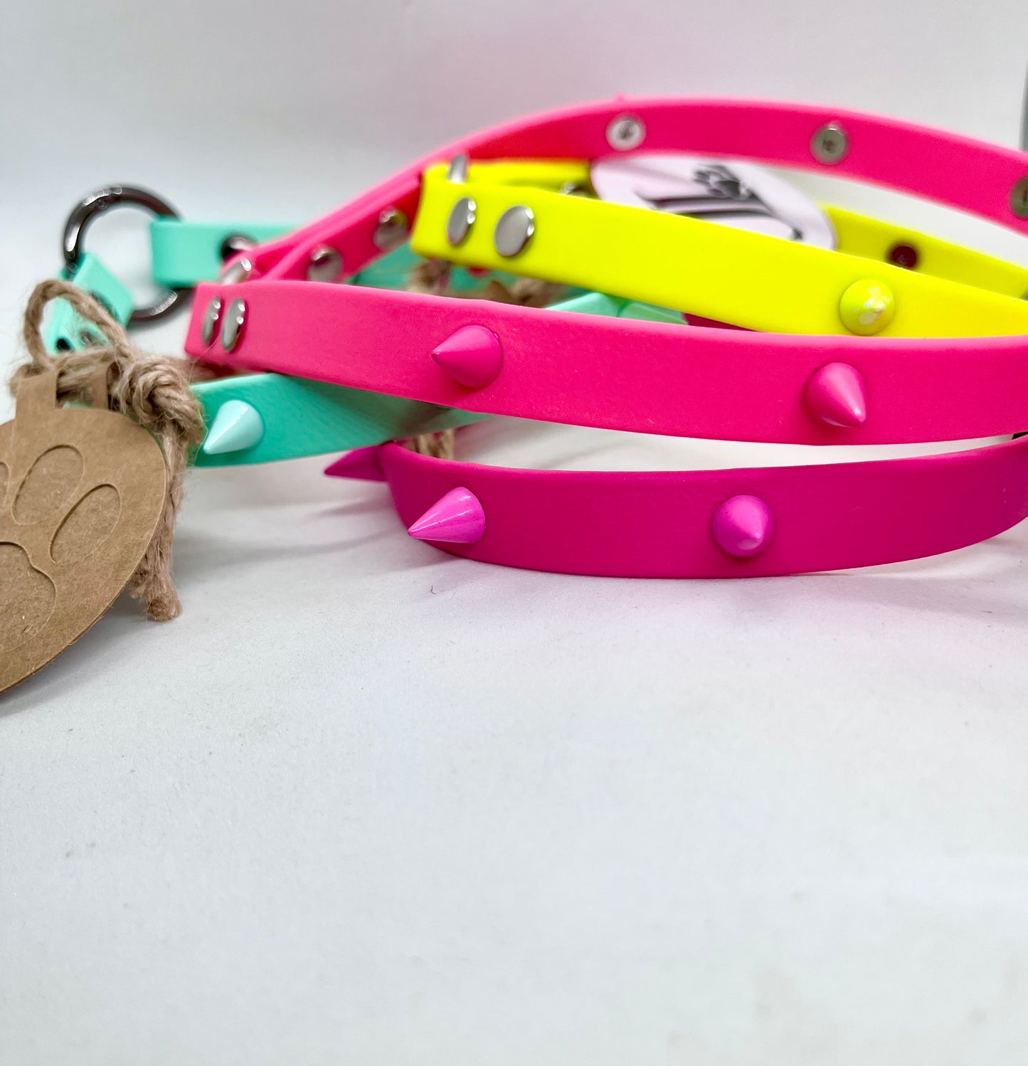 'Oh My' Colour Blend BioThane® Studded Dog Collar - 13mm Cone Spike Studs | JOOLS LONDON