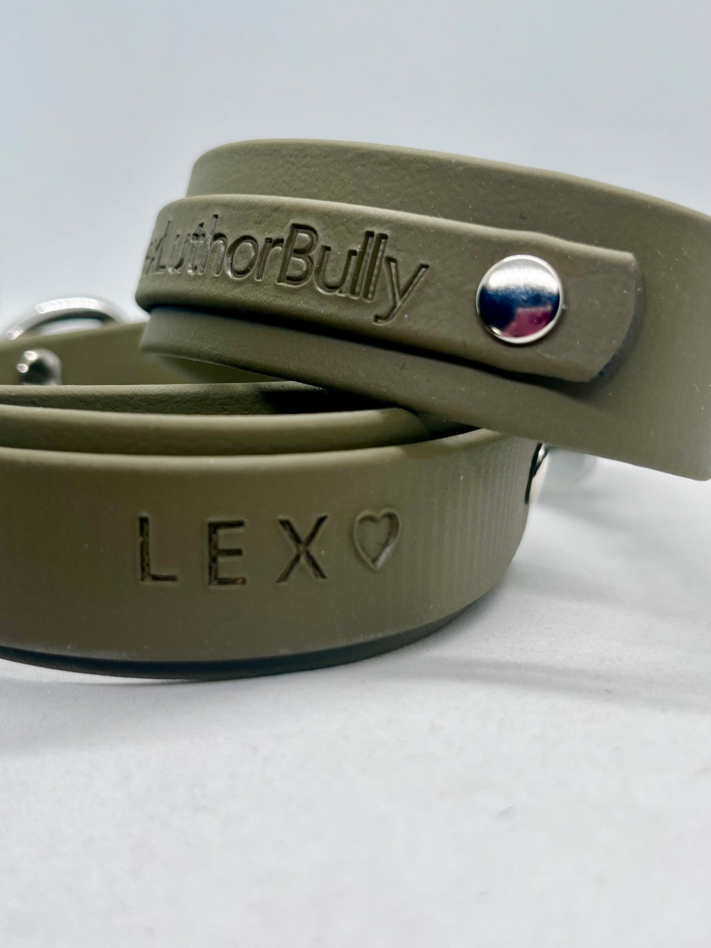 "No Nonsense" Tactical BioThane® Dog Collar in Army Green 25mm Safety Lock Steel Buckle