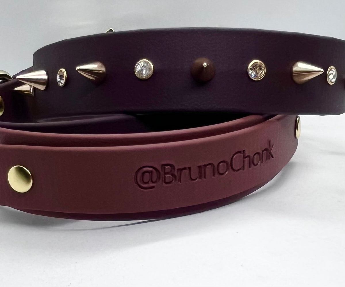 Brown Studded Embosses Dog Collar JOOLS LONDON