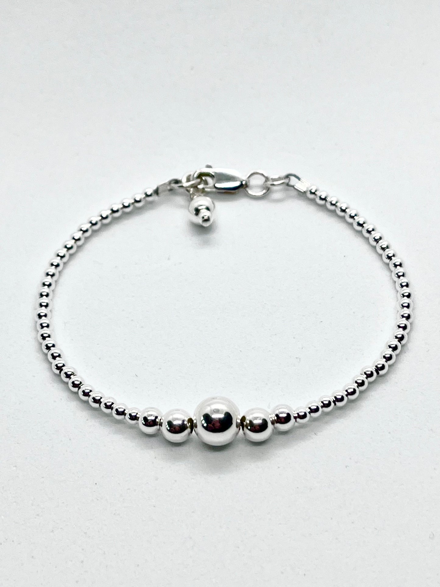 925 sterling silver 'Big Ball Cluster’ retro style bead bracelet