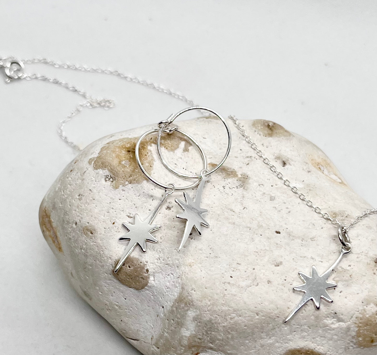 ‘Celestial Beauty’ 925 sterling silver wire ear hoop earrings