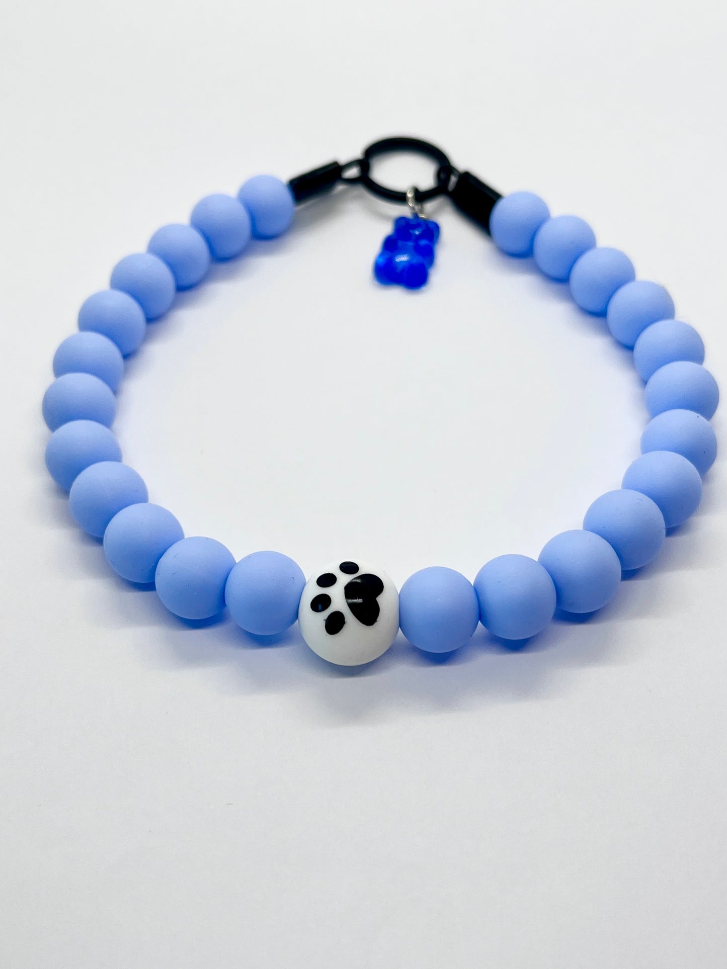 SALE 14 inches/36cm 'TOE BEANS' baby blue beaded dog collar necklace NOW £10.50