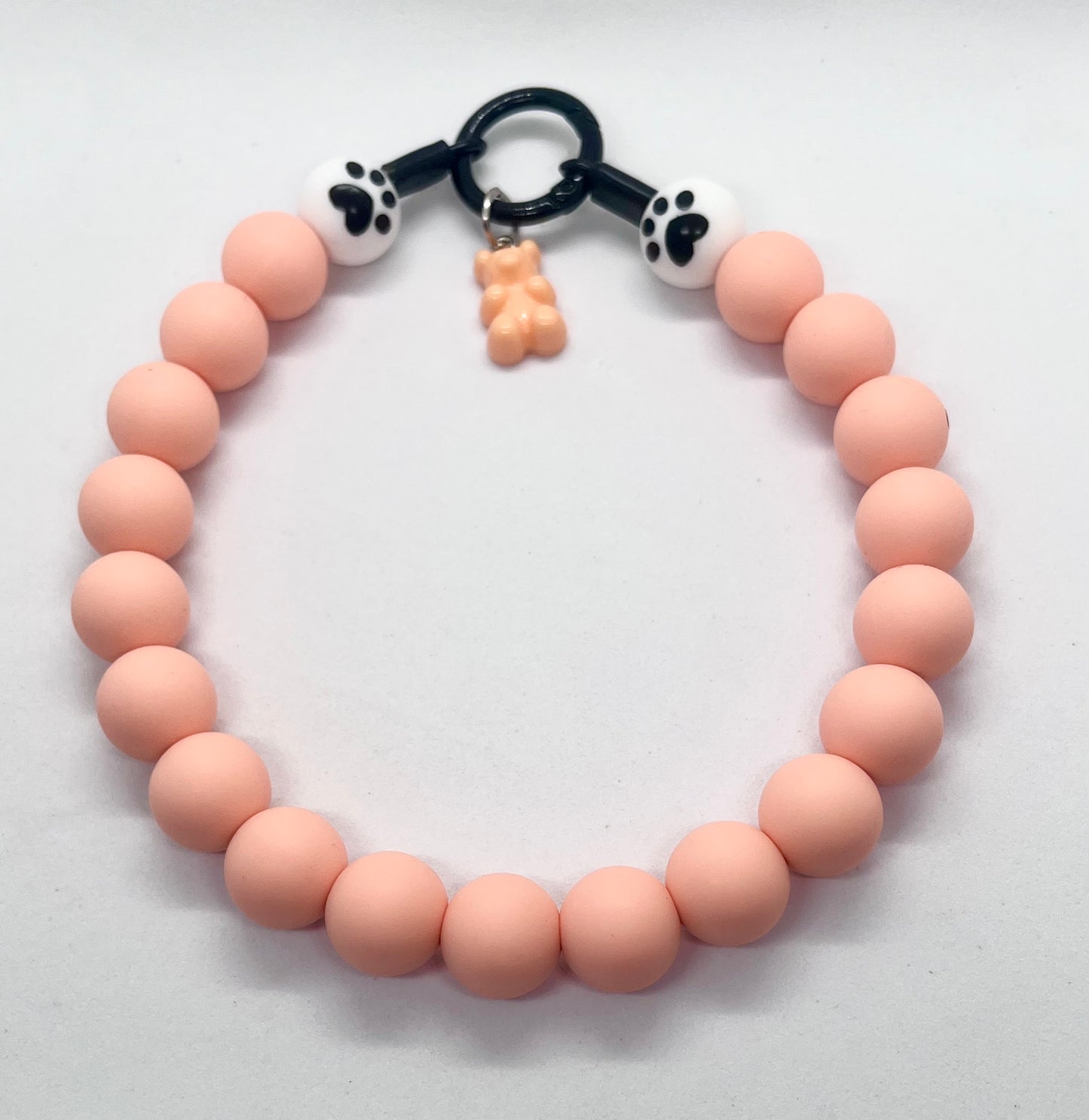 SALE 13 inches/33cm ‘Just Peachy’ peach beaded PAWS bead dog collar necklace NOW £8.50
