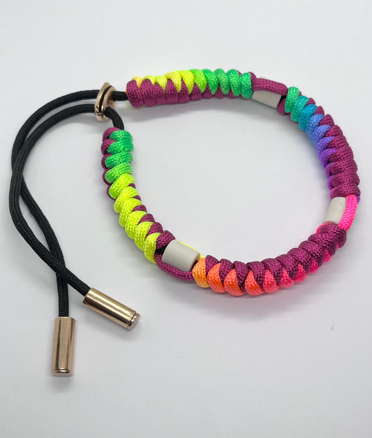 Paracord EM collar rainbow burgundy red for flea and tick prevention