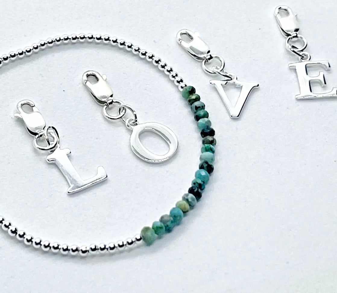 925 sterling silver letter initial charm lobster clasp