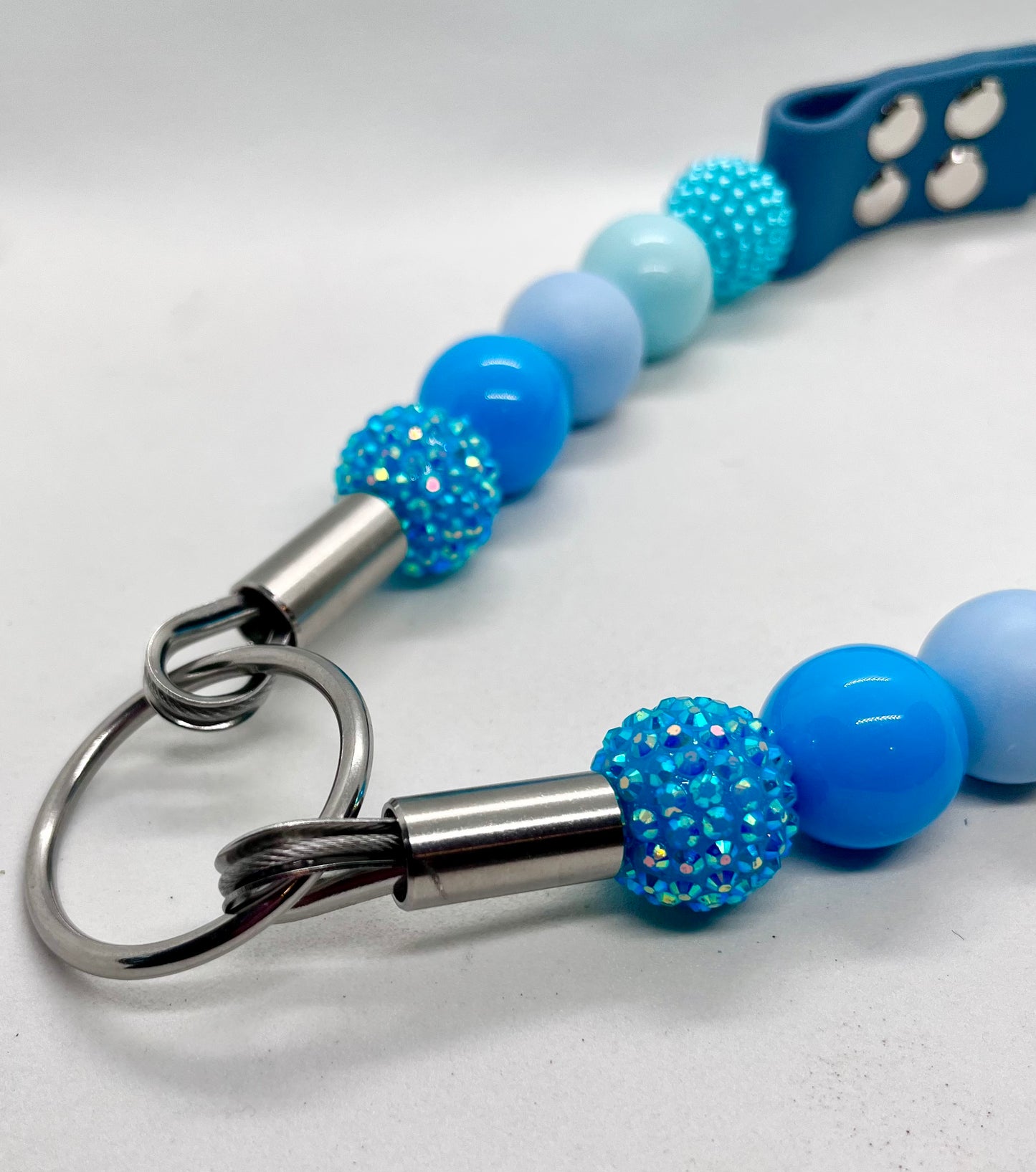 'Luxe Chill' Blue Beaded & BioThane® Diamante Dog Collar