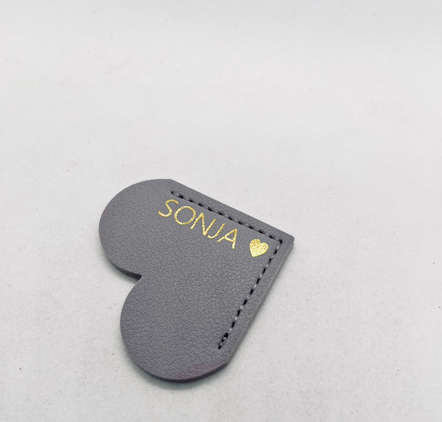 Personalised Vegan Leather Heart Bookmark Gold Foil