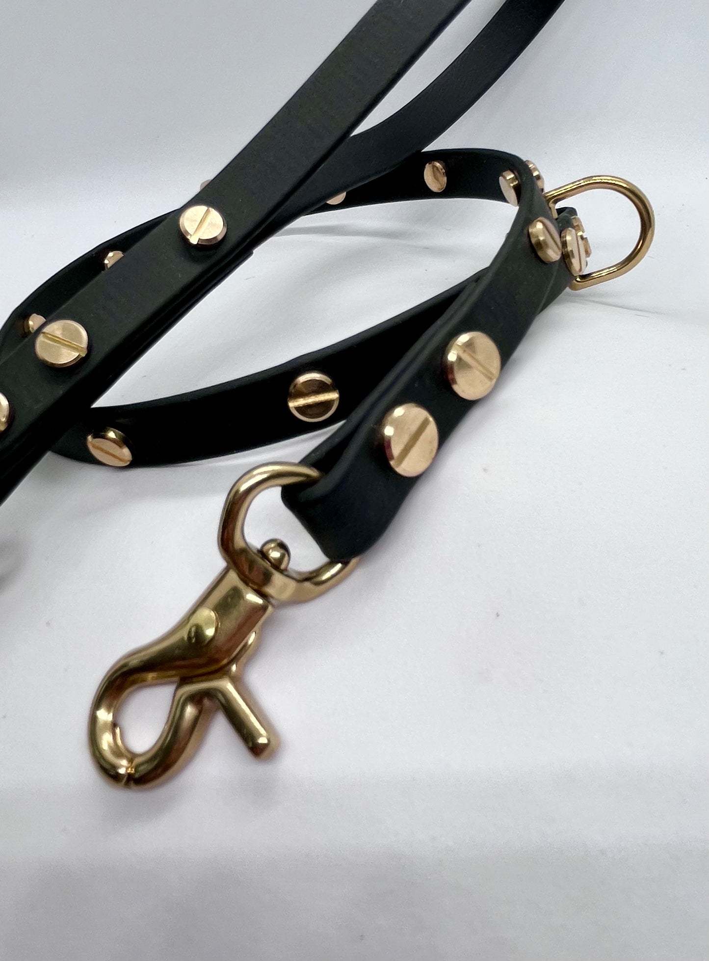‘Coffee Bean’ BLACK BioThane® 13mm collar & lead accessories solid brass hardware