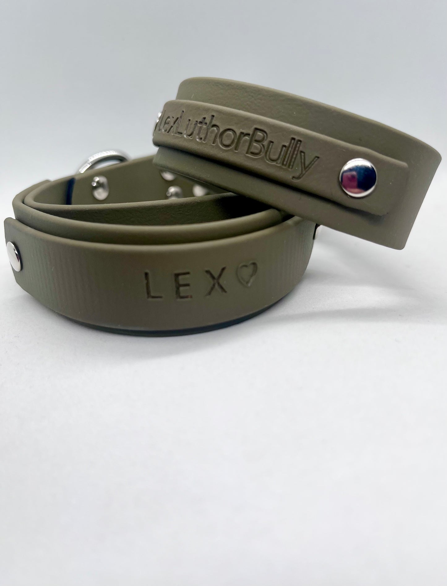 "No Nonsense" Tactical BioThane® Dog Collar in Army Green 25mm Safety Lock Steel Buckle