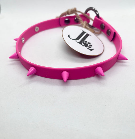 'Oh My' Hot Pink Colour Blend  Bright BioThane® Studded Collar - Colour Cone Spiked Studs | 14 inch | Reduced to £13.80