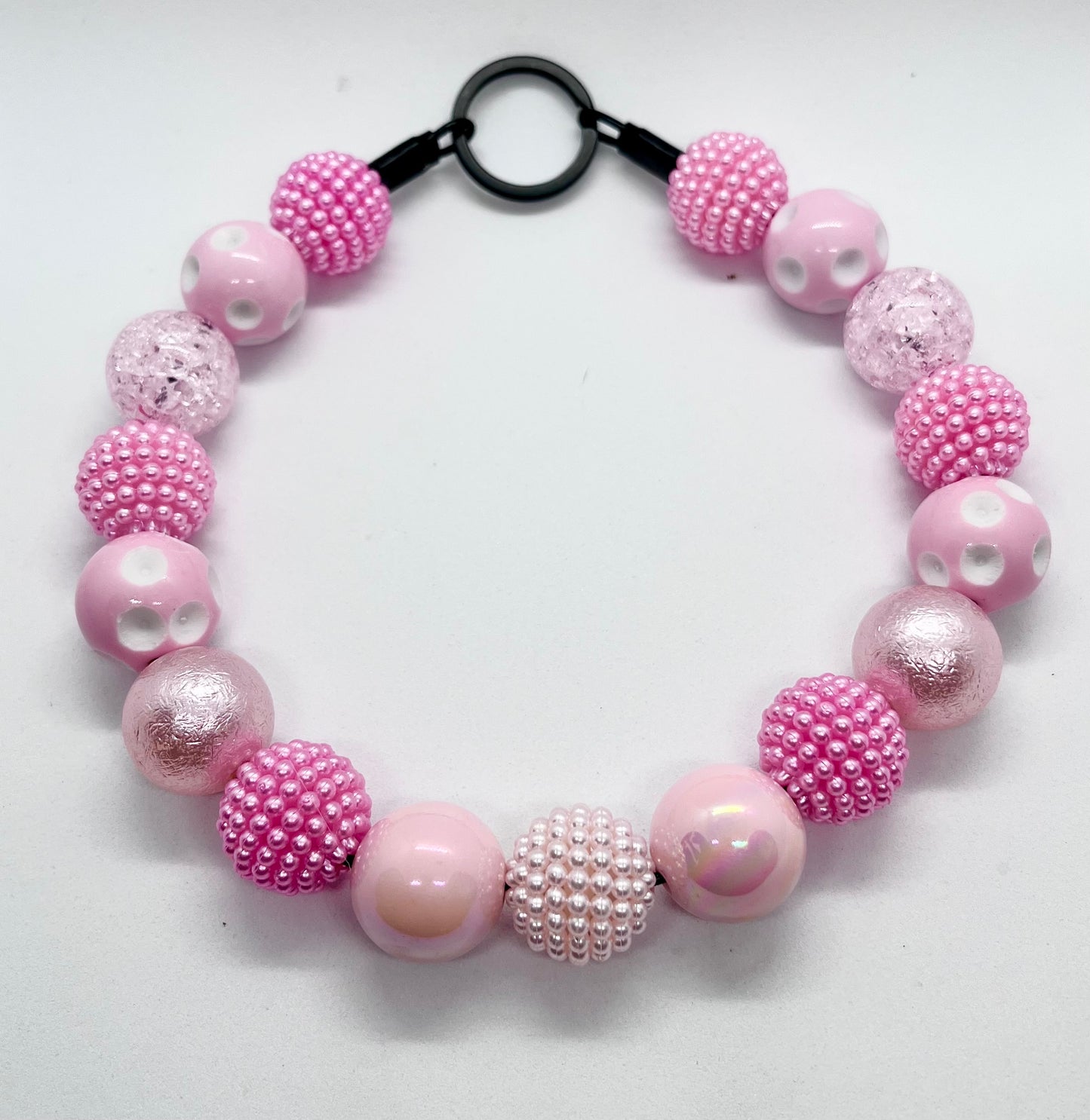 ‘Miss Pink’ Breast Cancer Awareness all out pink beaded dog collar necklace