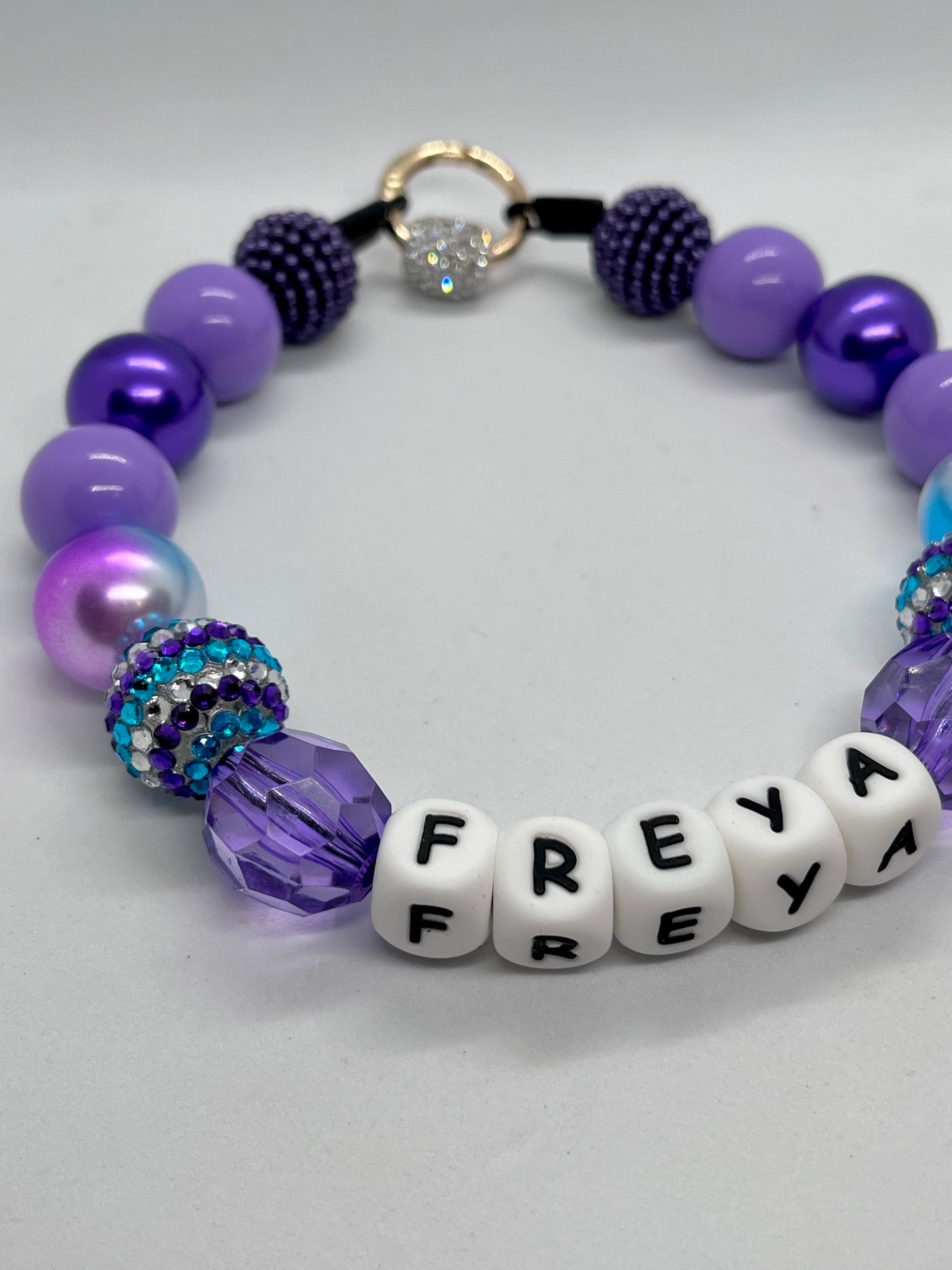 ‘Polite Rebel’ purple disco sparkle personalised beaded dog collar necklace