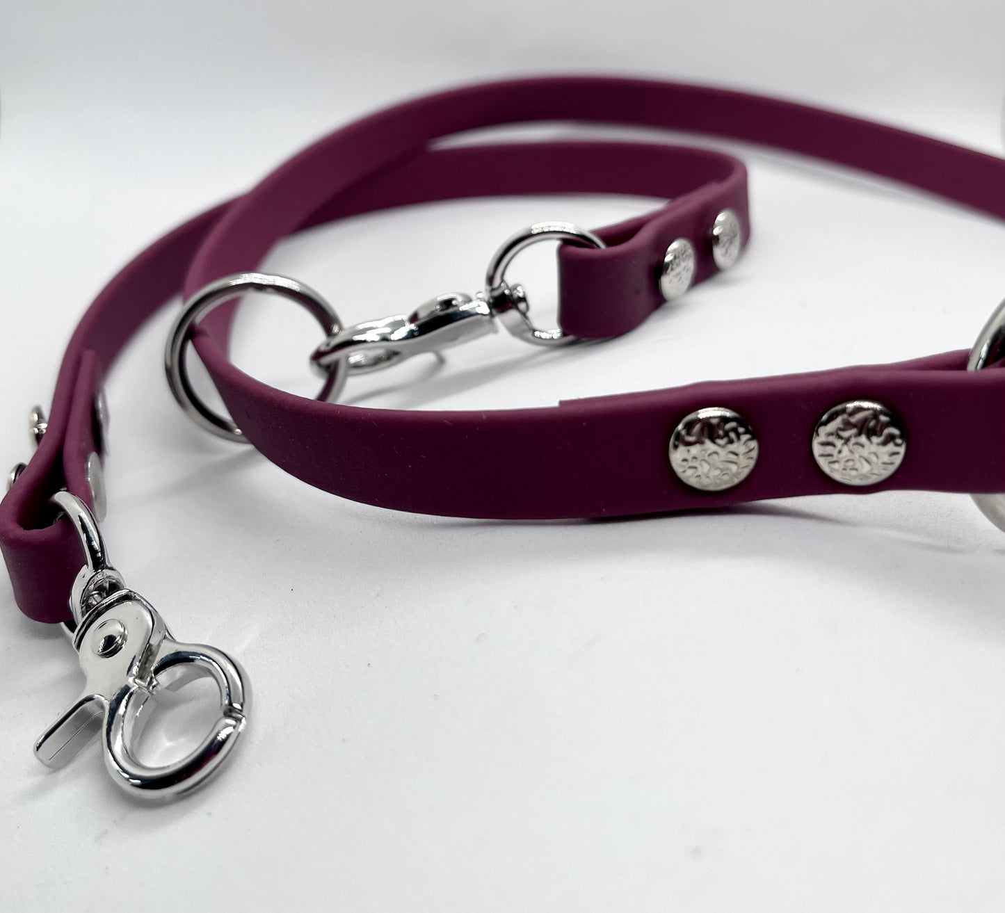 ‘Just Saying’ plain BioThane® 13mm clip collar, textured steel studs stainless steel hardware