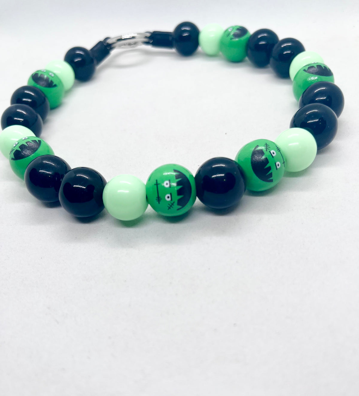 Halloween Collection  'Monster Mash' Green Frankenstein Beaded Dog Collar
