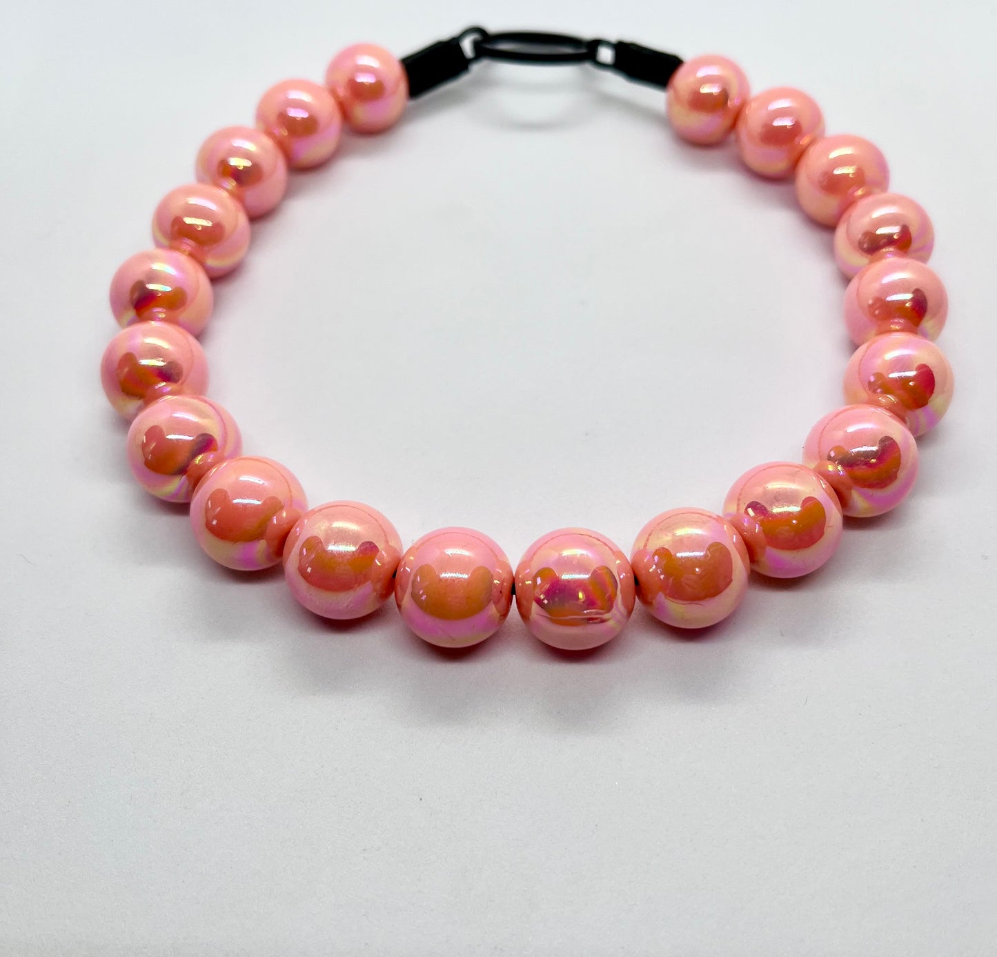 ‘Peach Pawfect’ peach iridescent beaded bead dog collar pet necklace