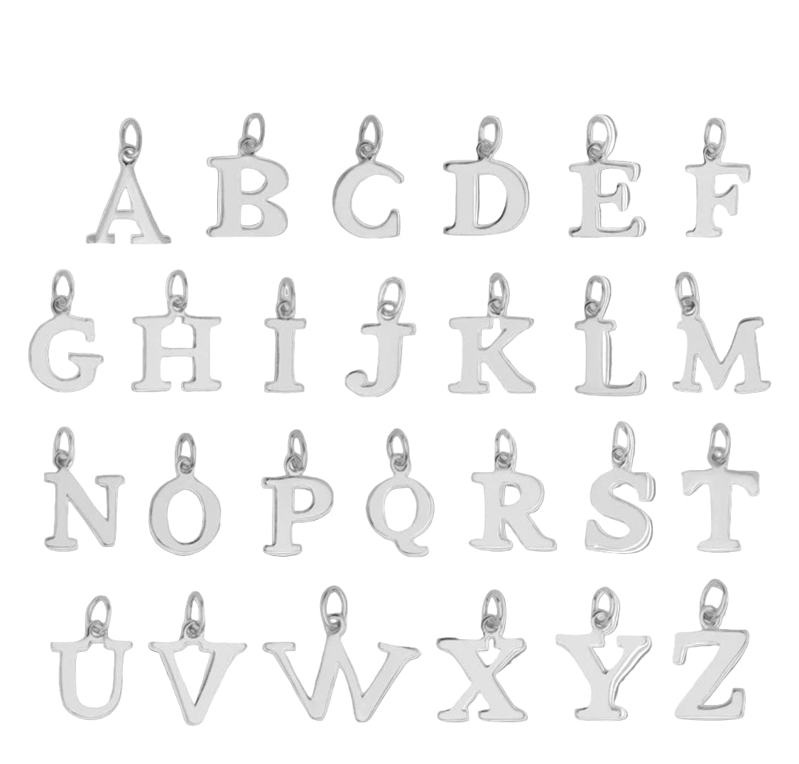 925 sterling silver letter initial charm lobster clasp