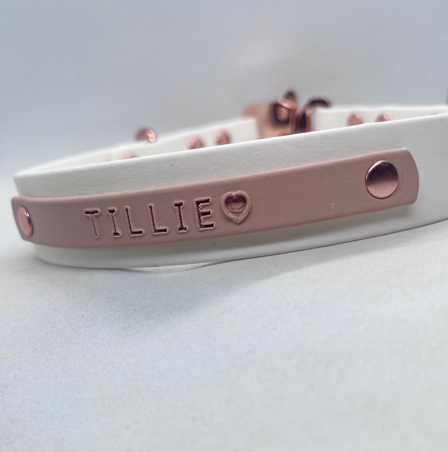 'Blush Edit' Personalised White and Blush BioThane® Dog Collar Blind Embossed