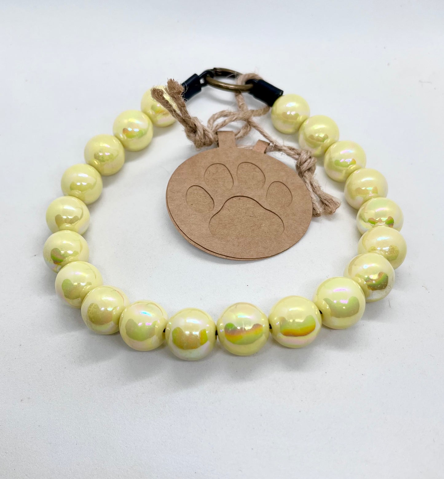 'Full Focus' Yellow Iridescent Beaded Dog Collar Pet Necklace | 14 inch | Reduced to £13.80