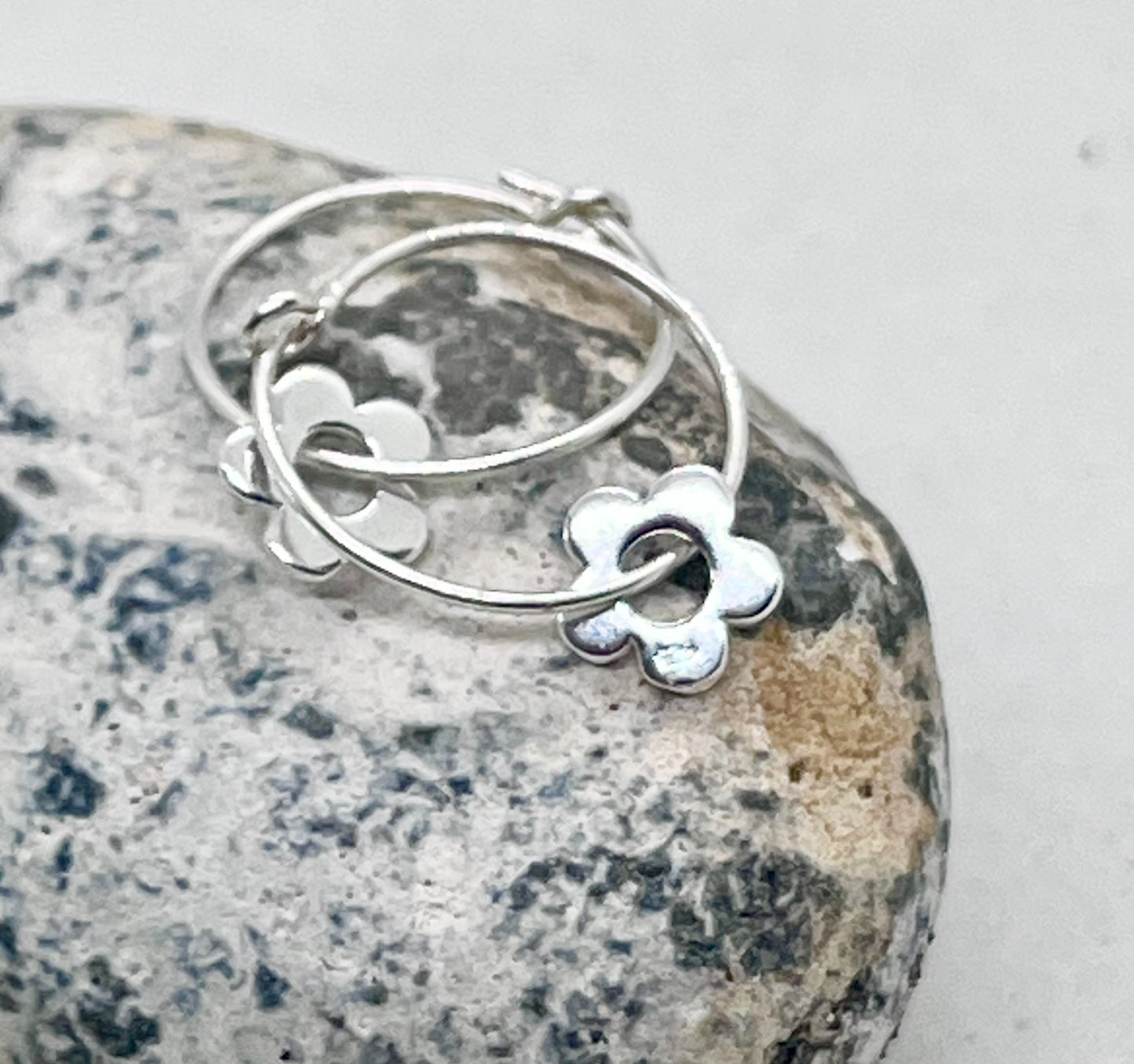 'Forever Flowers' Gold, Silver & Mixed Metal Hoop Earrings 15mm
