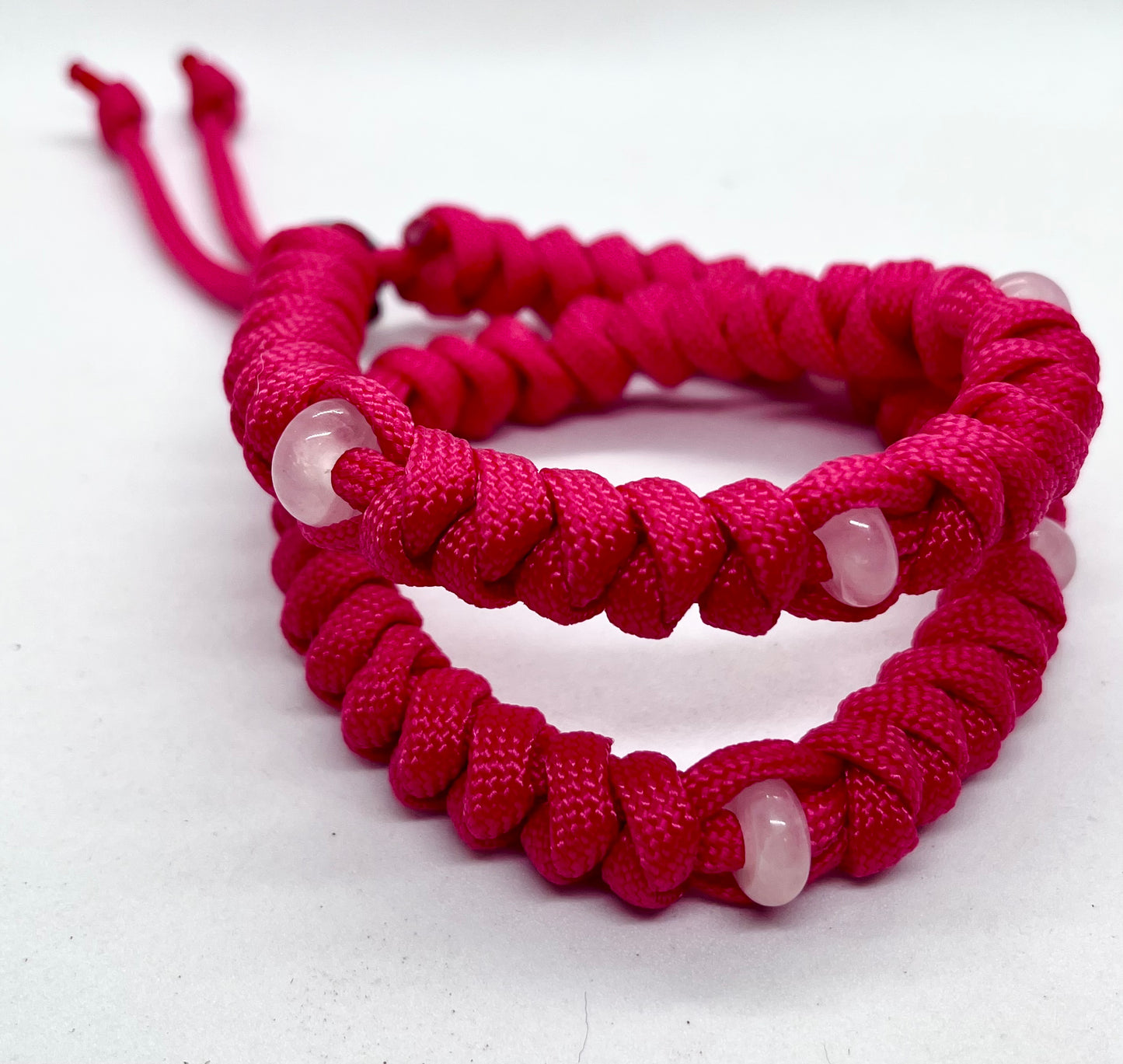 Luxury Rose Quartz Beaded Paracord Dog Collar - Crystal Healing Pet Collar