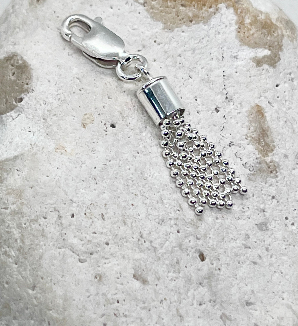 925 Sterling Silver Ball Chain ‘Ball Tassel’ Charm Jump Ring or Lobster Clasp