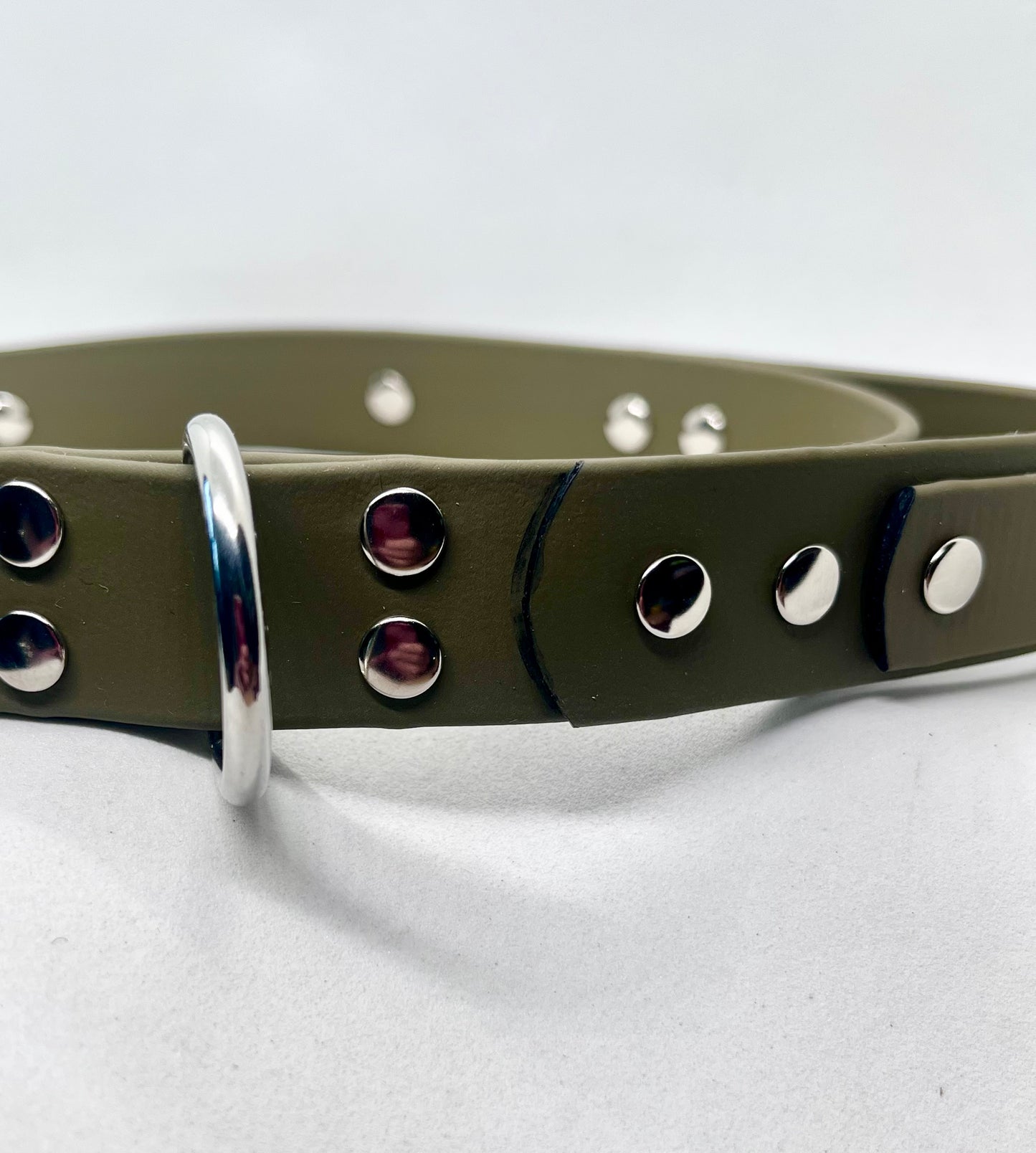 "No Nonsense" Tactical BioThane® Dog Collar in Army Green 25mm Safety Lock Steel Buckle