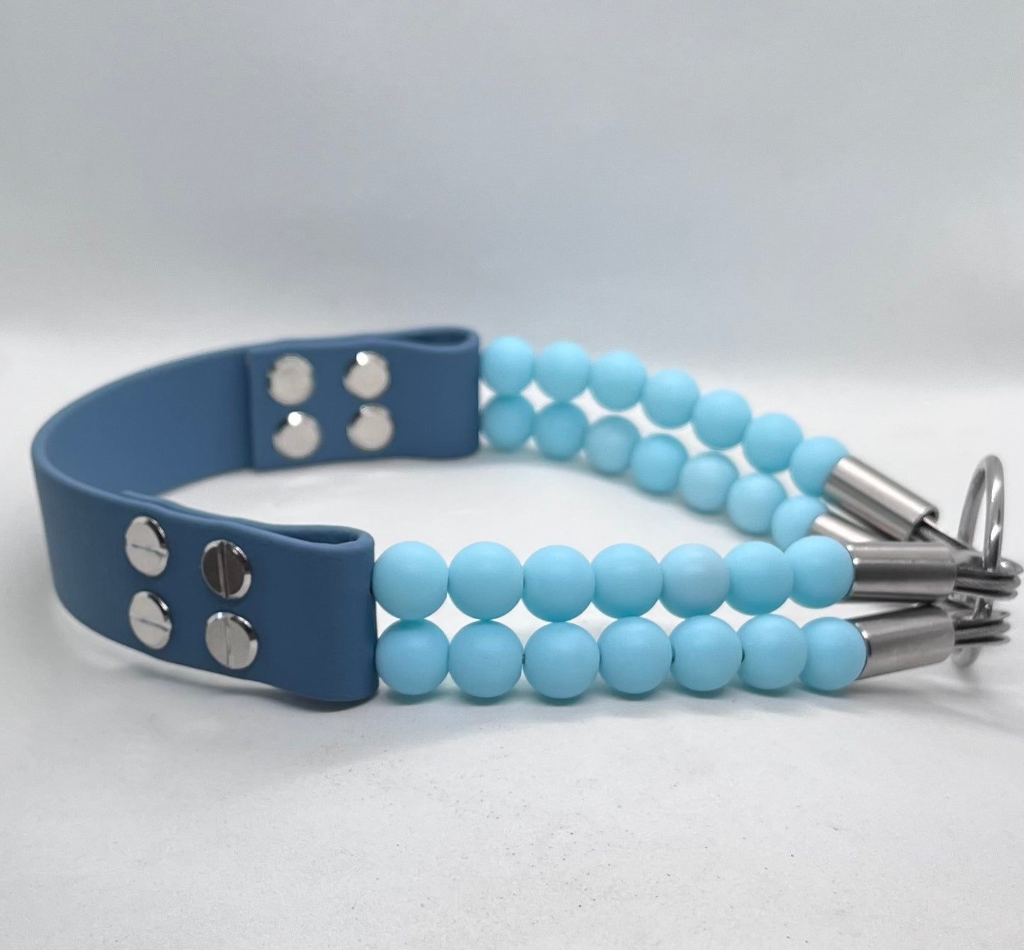 ‘Luxe Blue’ Double Beaded & BioThane® Dog Collar