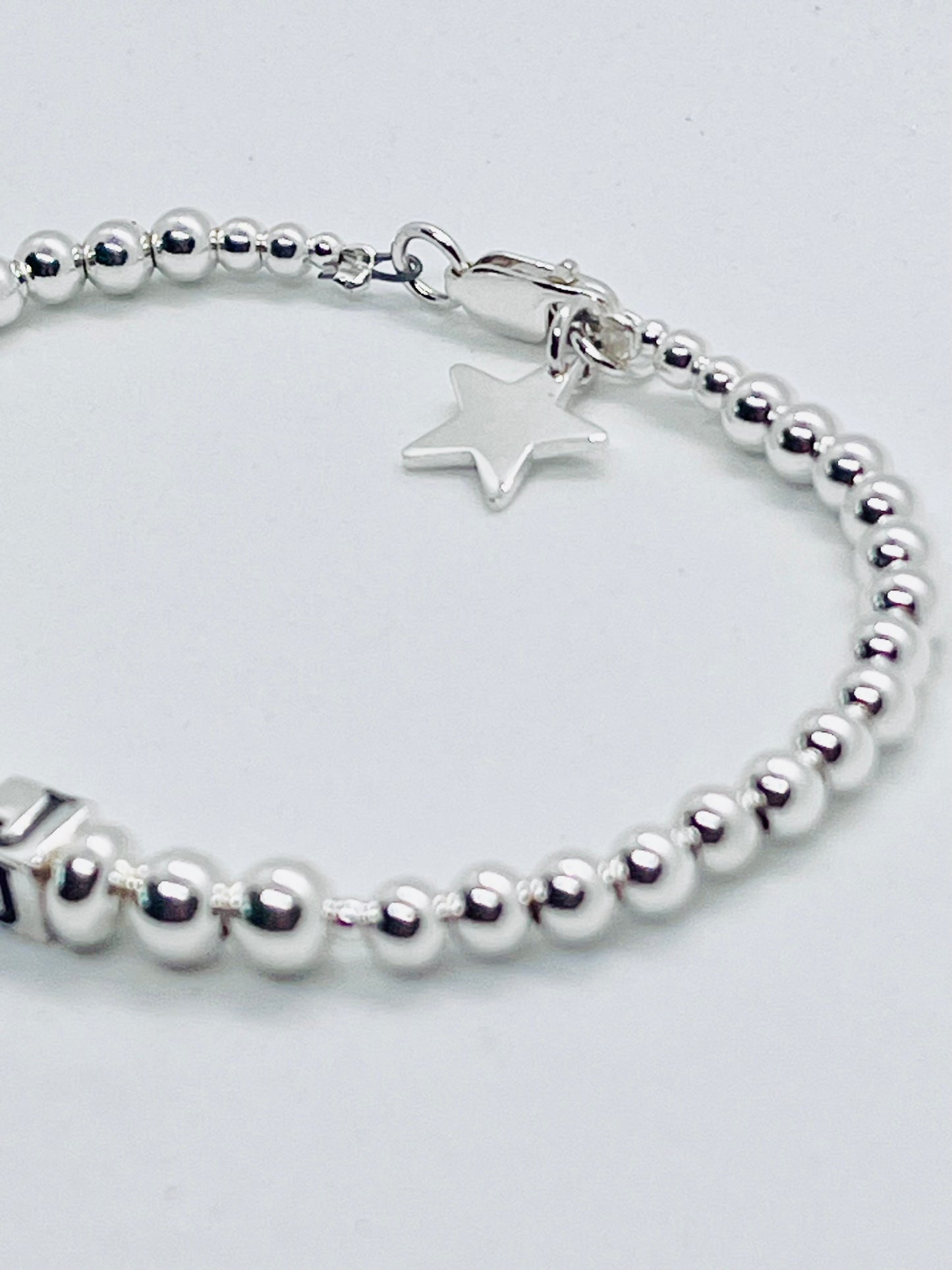 925 sterling silver personalised 'Cube' letter bead bracelet