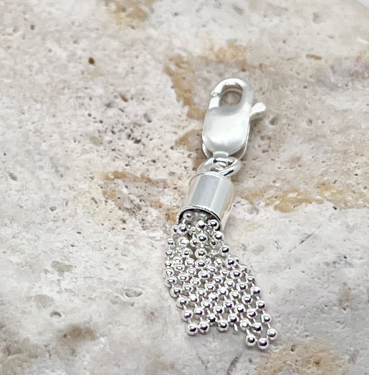 925 Sterling Silver Ball Chain ‘Ball Tassel’ Charm Jump Ring or Lobster Clasp