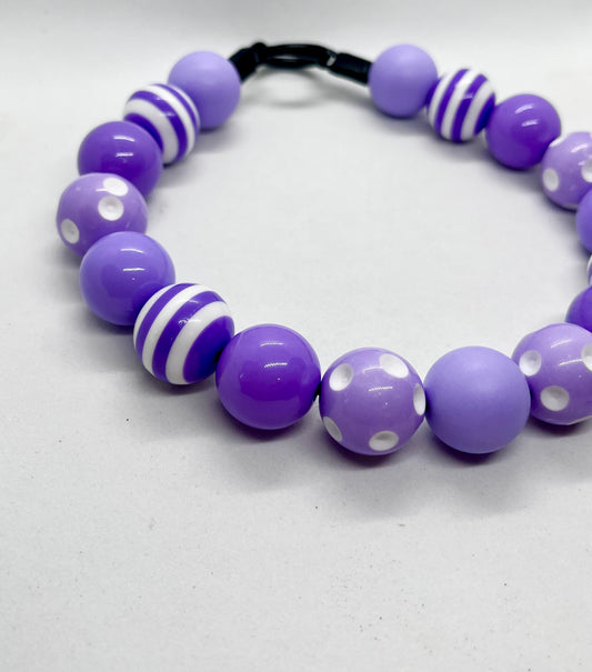 'Pattern Riot' Purple Beaded Dog Collar - Spots & Stripes