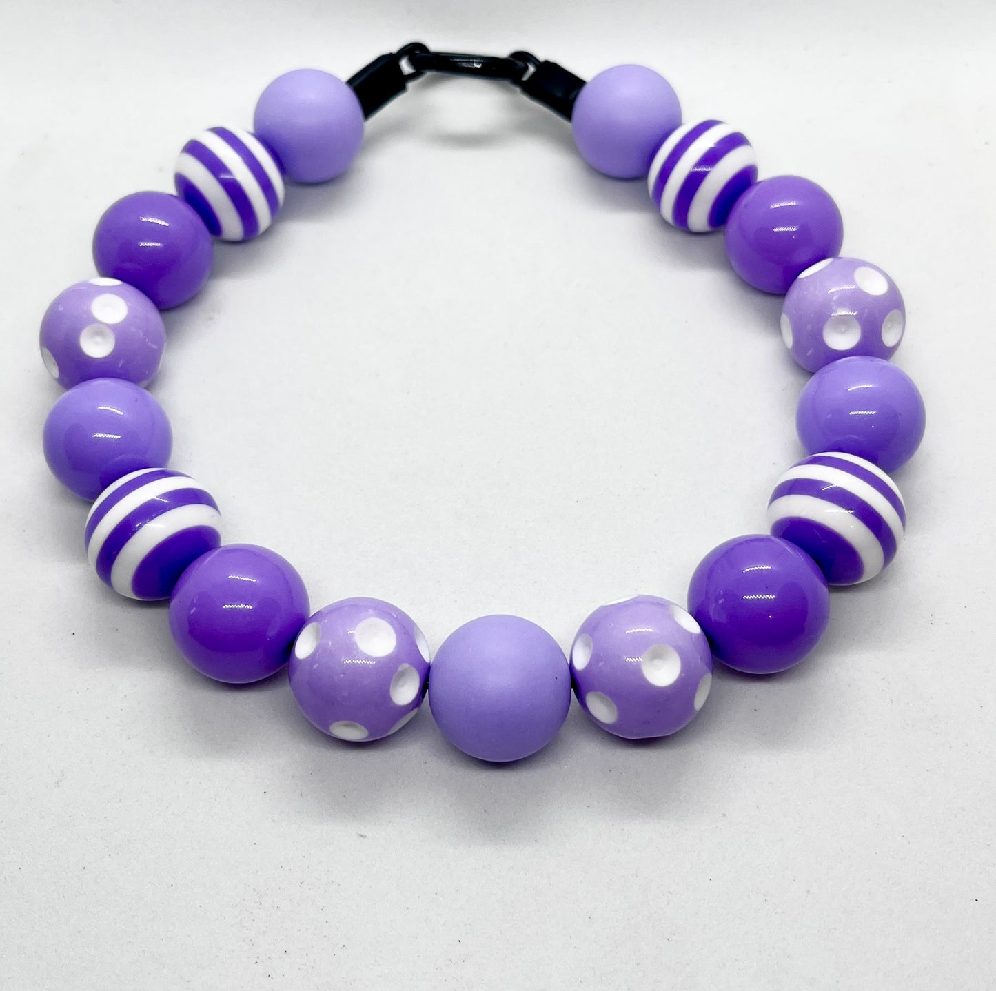 'Pattern Riot' Purple Beaded Dog Collar - Spots & Stripes