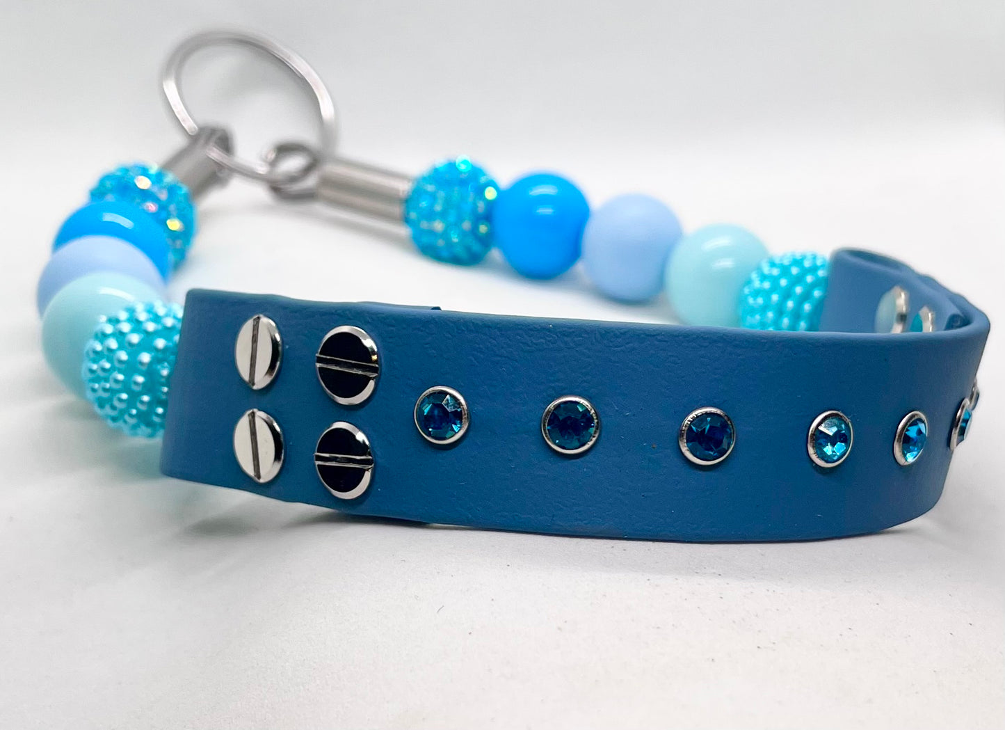 'Luxe Chill' Blue Beaded & BioThane® Diamante Dog Collar