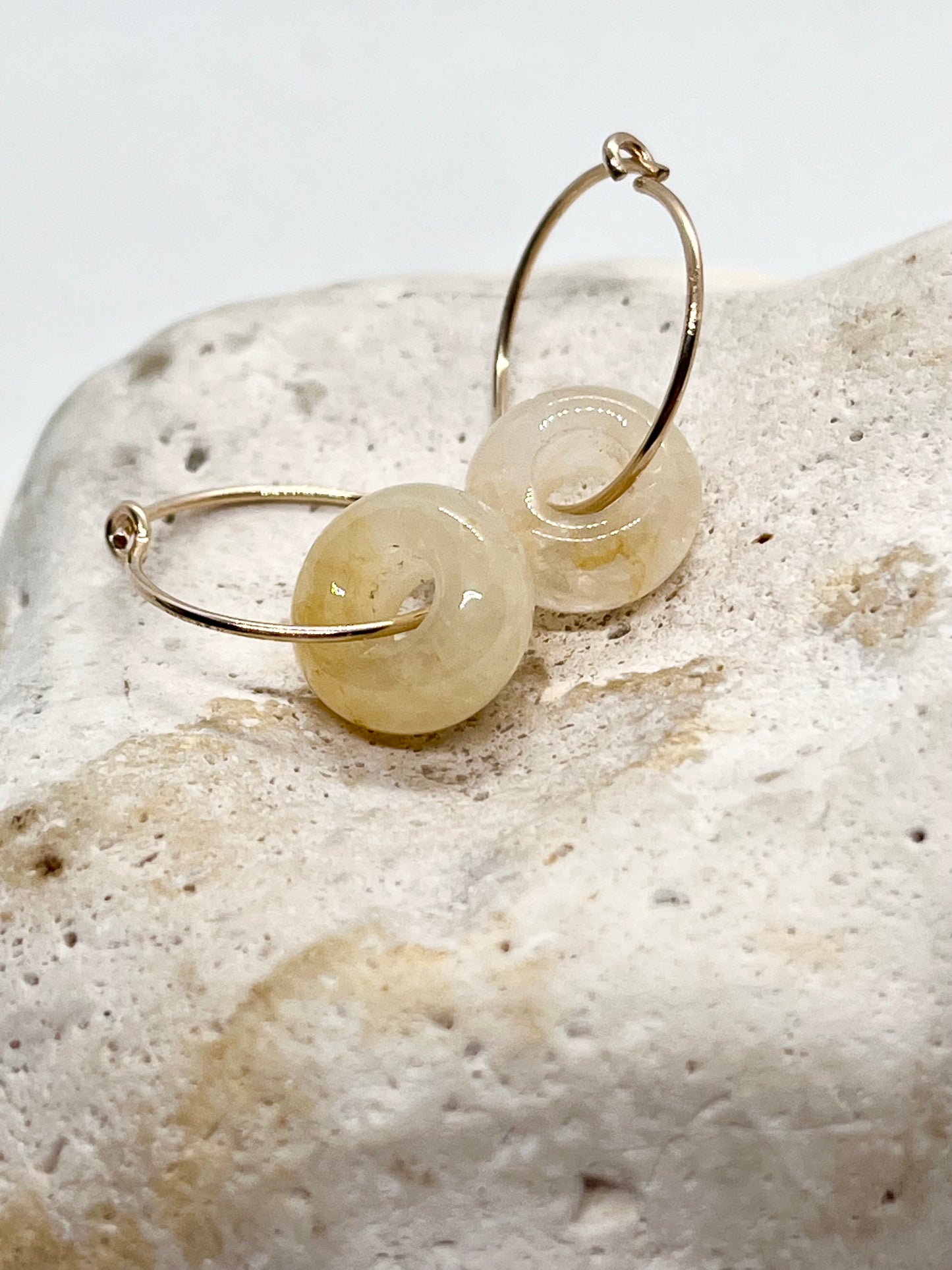 'Citrine Zen' 14k Gold Citrine Crystal Hoop Earrings