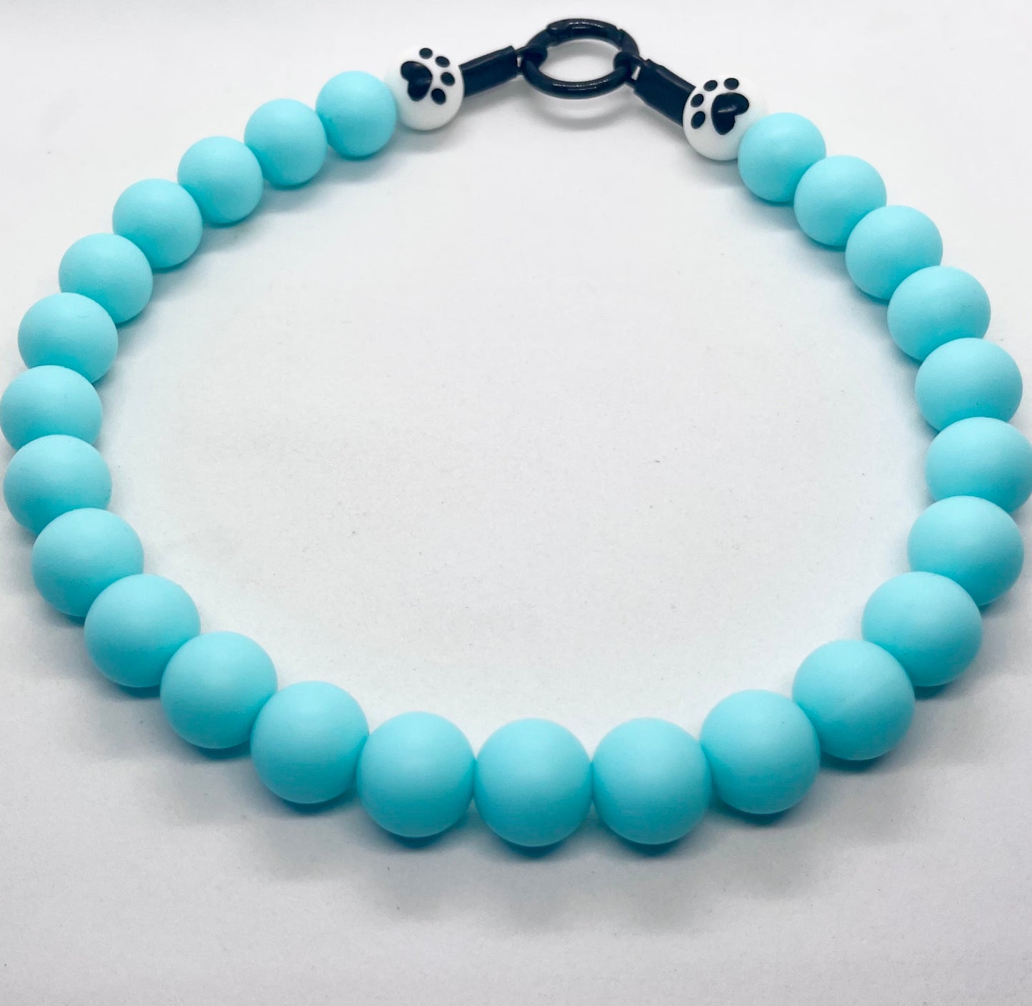 SALE 17 inches/44cm ‘Sprinkle Paws’ turquoise blue beaded PAWS bead dog collar necklace NOW £10.50