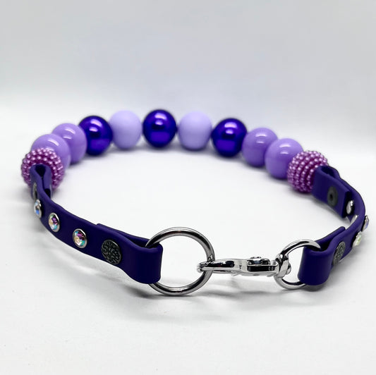 'Dual Force' Purple Bead & BioThane® Collar with Diamanté Studs