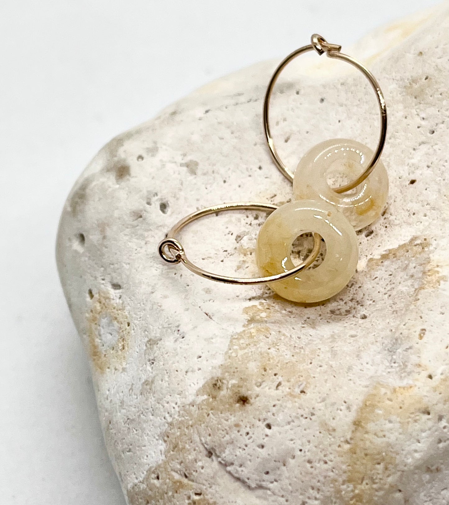 'Citrine Zen' 14k Gold Citrine Crystal Hoop Earrings