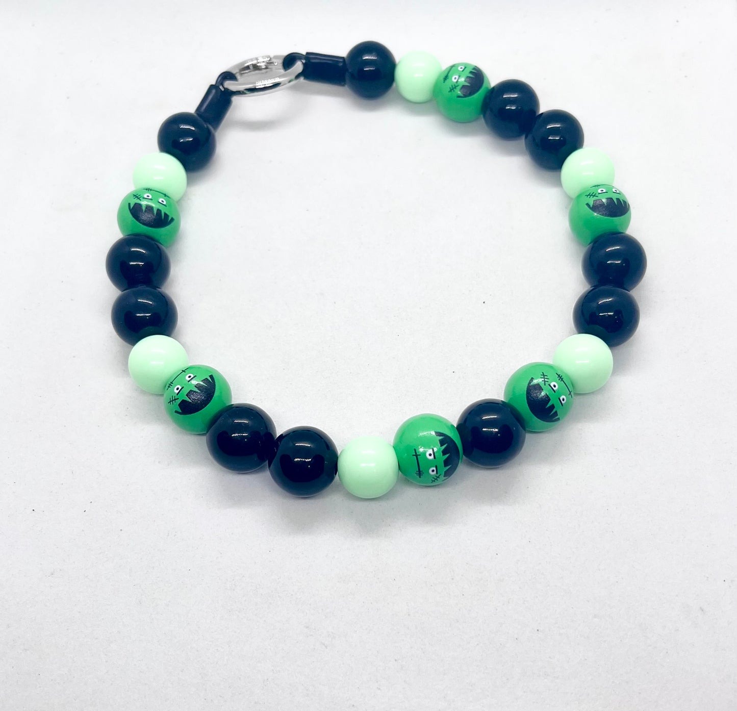 Halloween Collection  'Monster Mash' Green Frankenstein Beaded Dog Collar