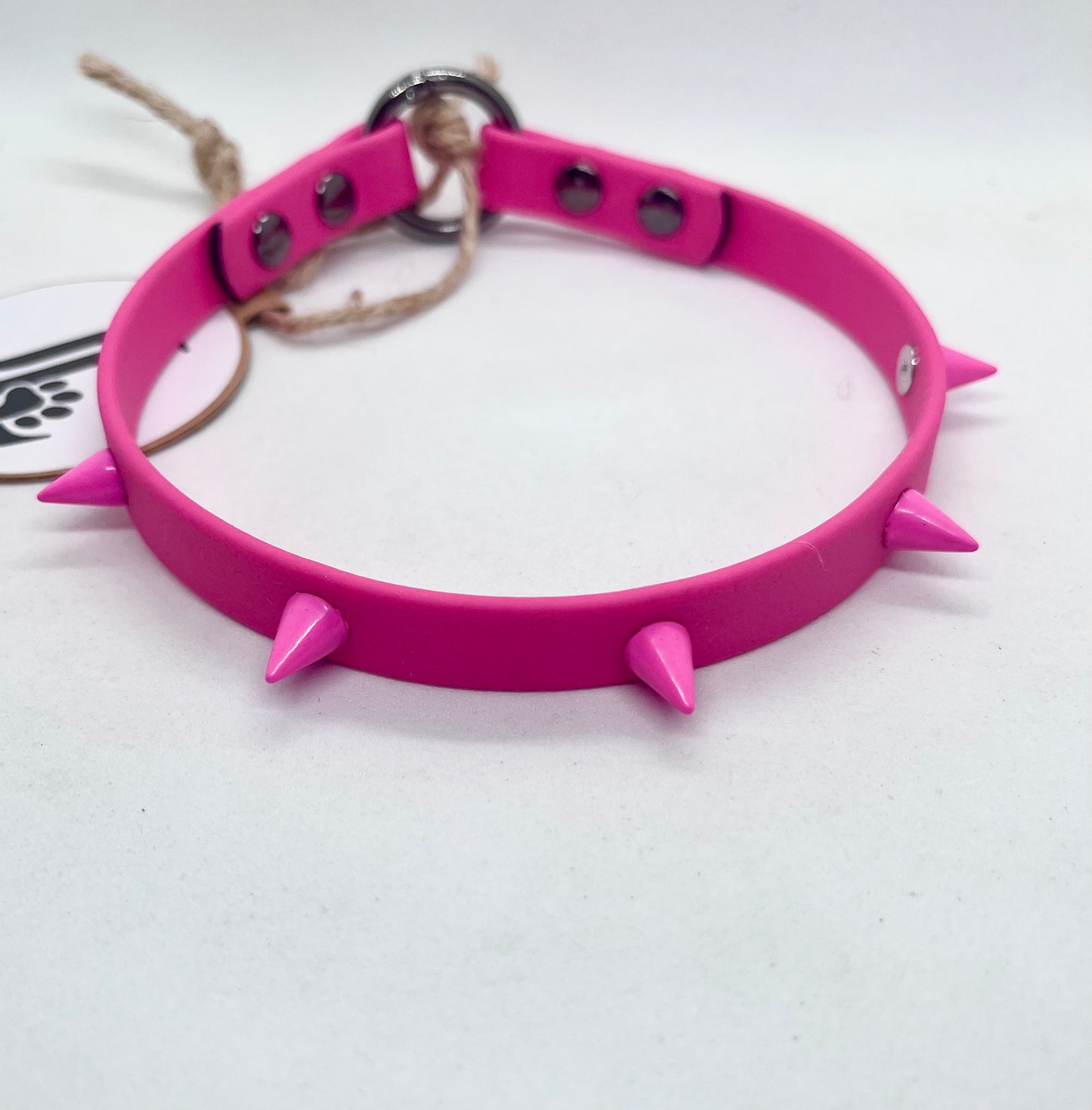 'Oh My' Hot Pink Colour Blend  Bright BioThane® Studded Collar - Colour Cone Spiked Studs | 14 inch | Reduced to £13.80