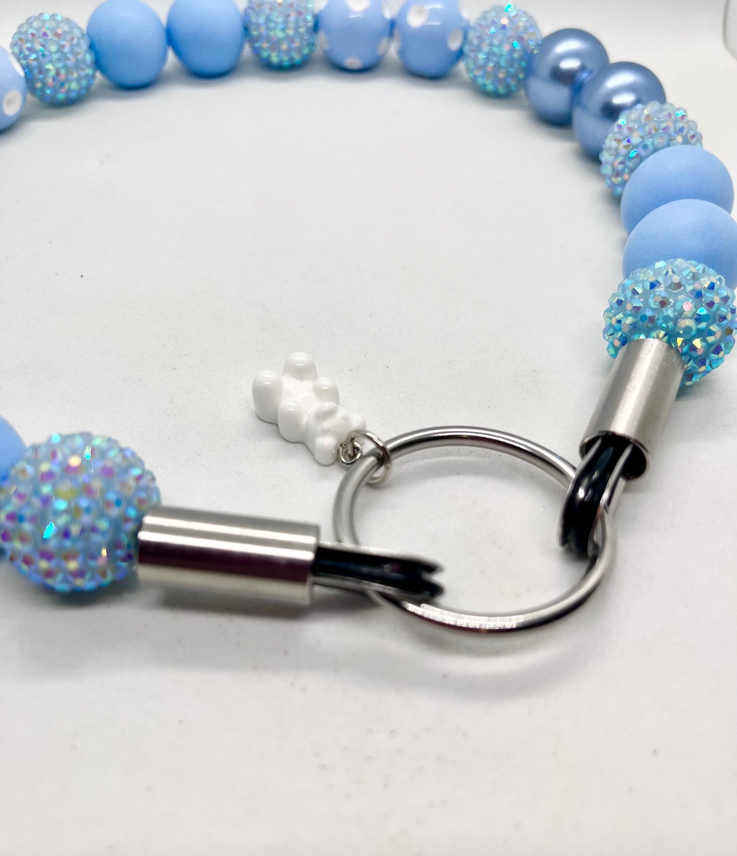 Sparkly Blue Dog Collar Close Up - 20mm Acrylic Beads - JOOLS LONDON