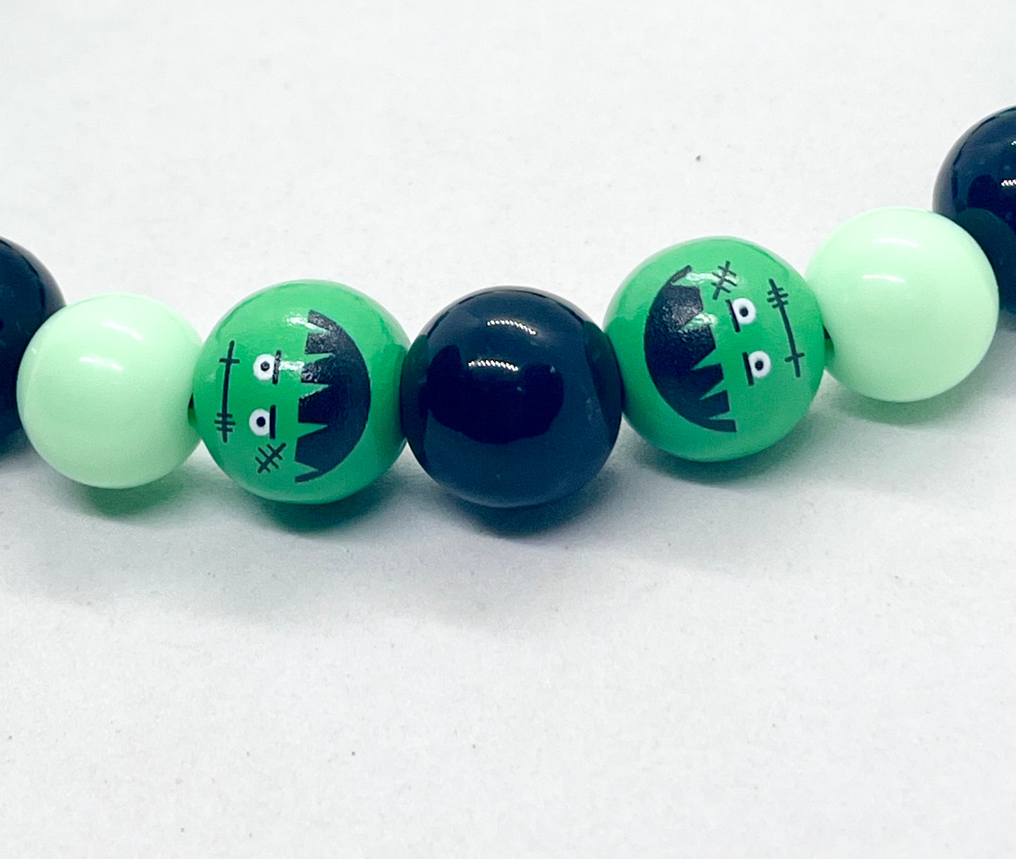 Halloween Collection  'Monster Mash' Green Frankenstein Beaded Dog Collar