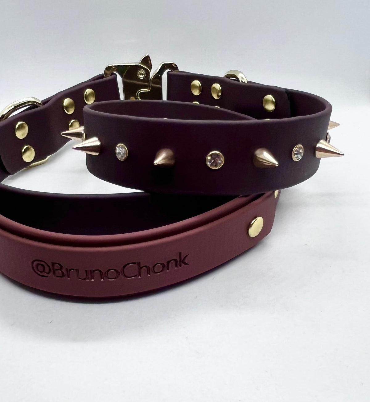 Gold studs and diamnate rivet Dog Collar