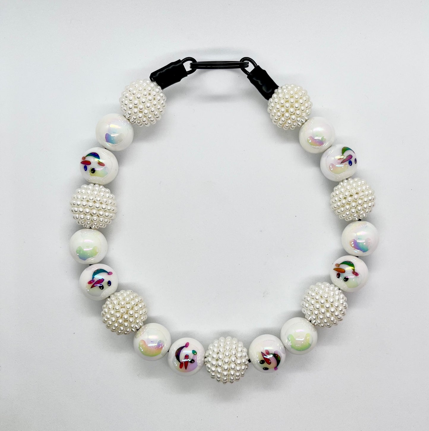 ‘Snowman Shimmer’  Christmas beaded dog collar necklace