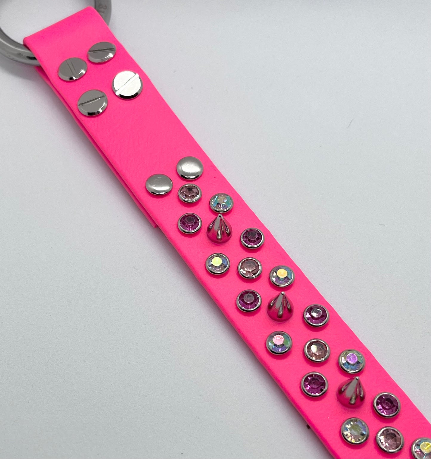 ‘Icon Only’ neon all out rhinestone crystal BioThane® sparkly spiked dog  collar with stainless steel hardware