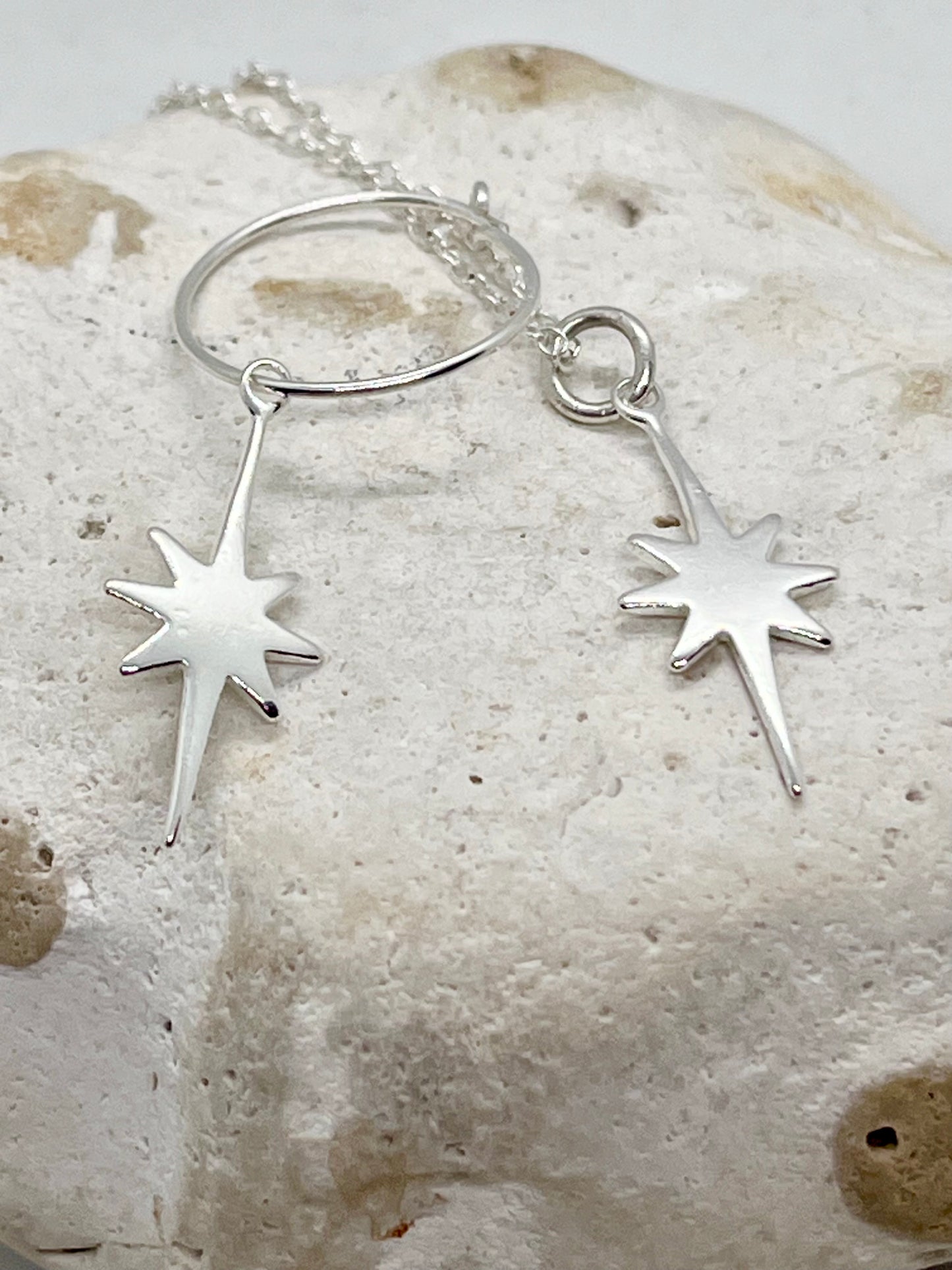 ‘Celestial Beauty’ 925 sterling silver wire ear hoop earrings