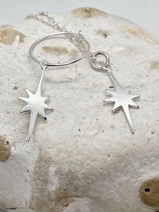 ‘Celestial Beauty’ 925 sterling silver wire ear hoop earrings