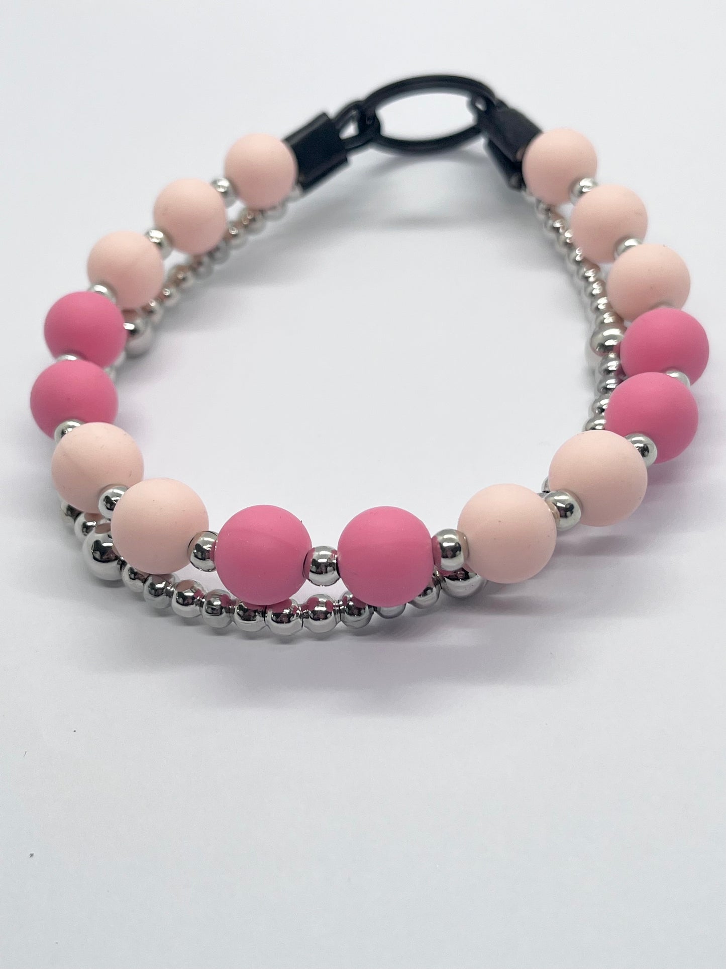 Extra Always Pink Beaded Dog Collar - Mix & Match Silver Ball Chain Set