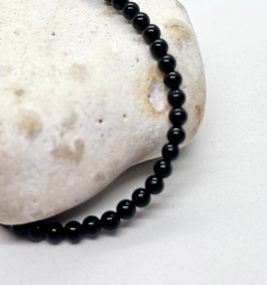 'Only Onyx’ unisex genuine Black Onyx & Sterling silver bracelet