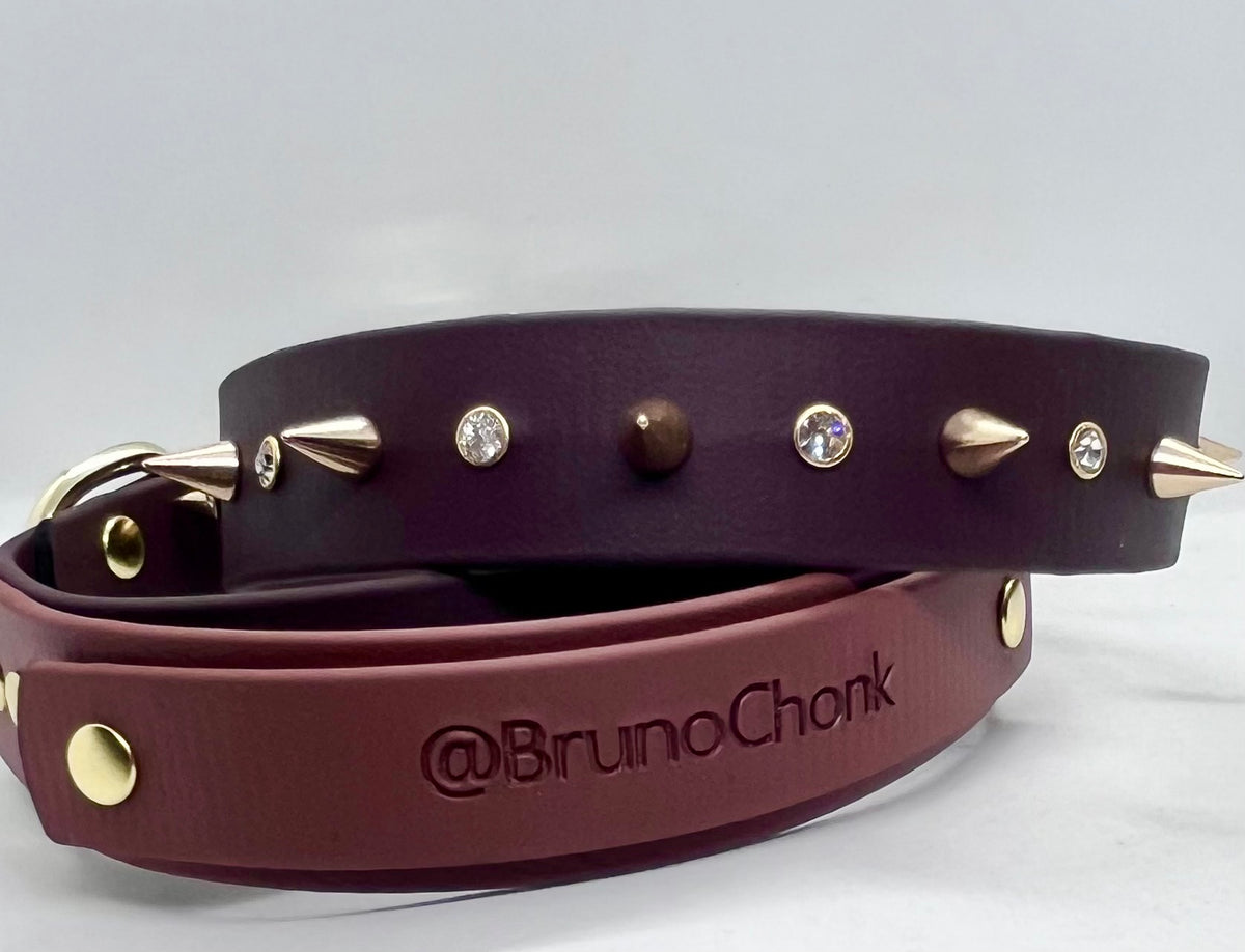Stunning Unique Dog Personalised Dog Collar Two-tone Brown JOOLS LONDON
