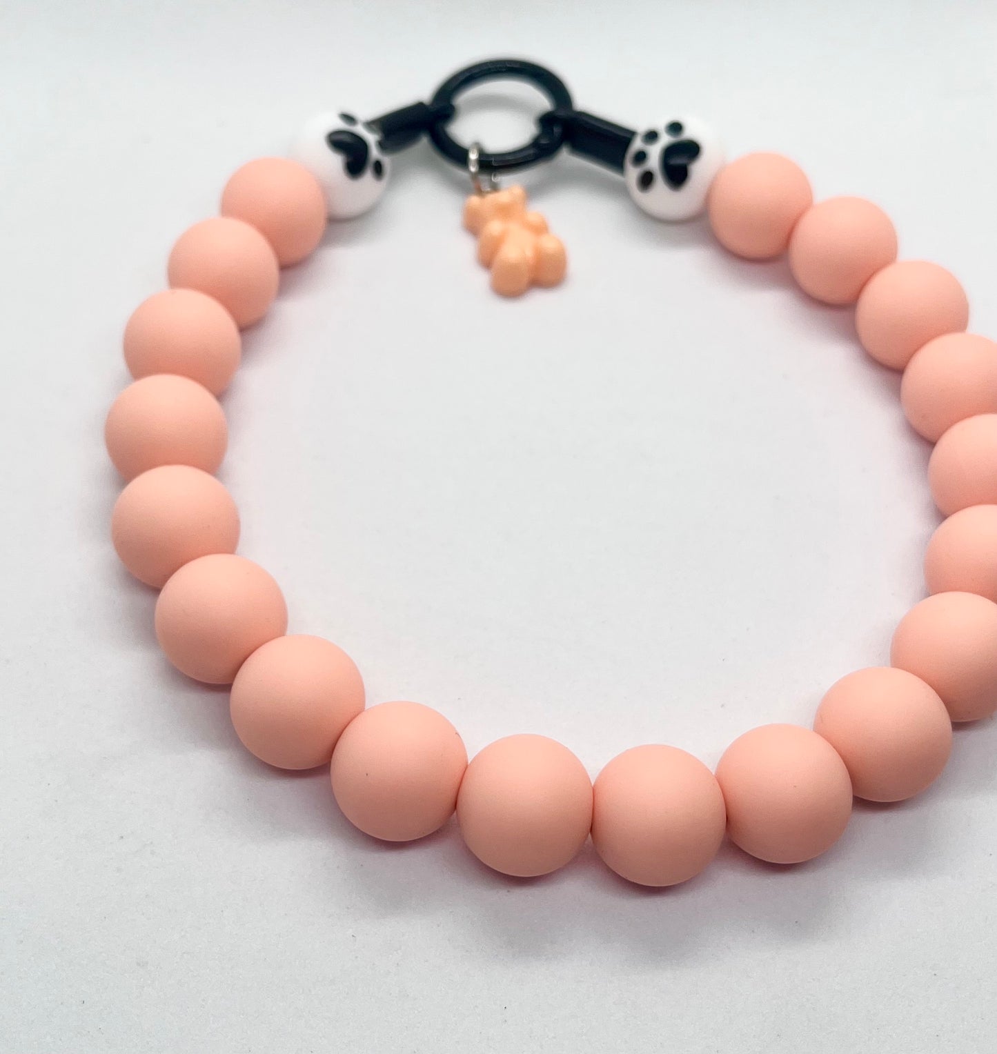 SALE 13 inches/33cm ‘Just Peachy’ peach beaded PAWS bead dog collar necklace NOW £8.50